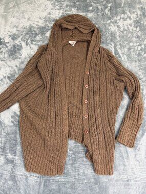Old Navy Womens Plus Hooded Cardigan Sweater Brown Button Front 2X
